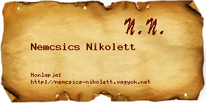 Nemcsics Nikolett névjegykártya